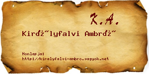 Királyfalvi Ambró névjegykártya